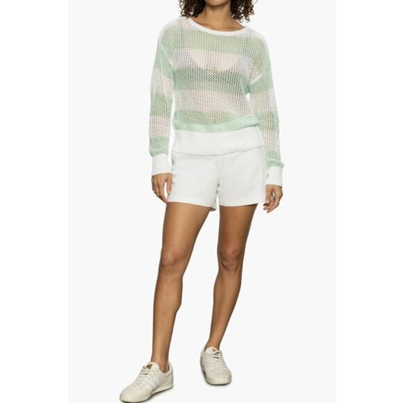 SANCTUARY Sweater Size L NEW Cotton Open Knit Mint Stripe Sweater - Picture 7 of 7